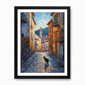 Painting Of A Street In Florence With A Cat 3 Impressionism Art Print