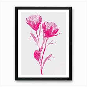 Hot Pink Protea 2 Art Print