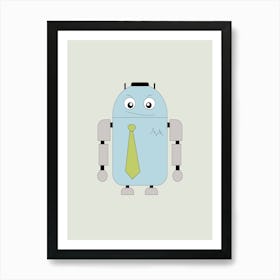 Robot With A Tie Robot Drawing Android Futuristic Affiche