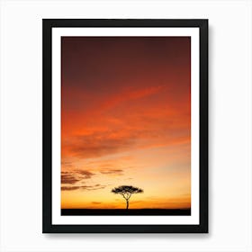 Lone Tree At Sunrise Kenya  Art Print