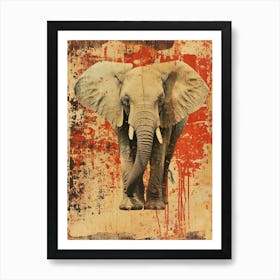 Retro Kitsch Elephant Collage 1 Art Print