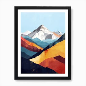 Cosmic Crests: Minimalist Mountain Art Print