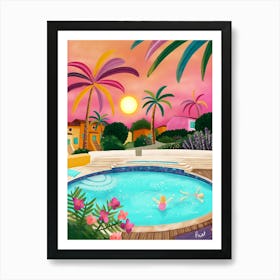 France Cannes Provence Europe Tropical Pool Art Print Art Print