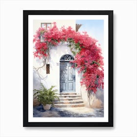 Naples, Italy   Mediterranean Doors Watercolour Painting 1 Art Print