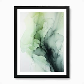 Sage Green And Black Flow Asbtract Painting 2 Poster