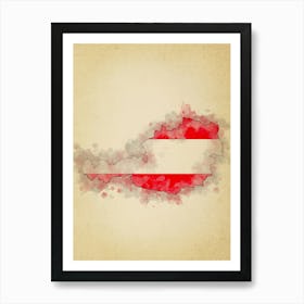 Austria Flag Vintage Art Print