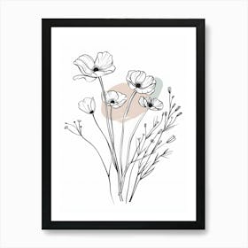 Minimalist Flower Line Art 12 Art Print