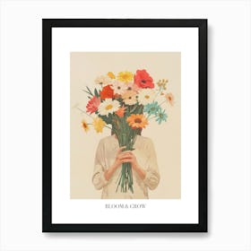 Bloom And Grow Spring Girl With Wild Flowers 2 Art Print