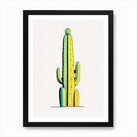 Totem Pole Cactus Minimal Line Drawing Art Print