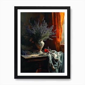 Baroque Floral Still Life Lavender 2 Art Print