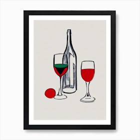 Franciacorta Satèn 1 Picasso Line Drawing Cocktail Poster Art Print