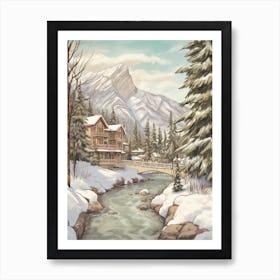 Vintage Winter Illustration Banff Canada 1 Art Print