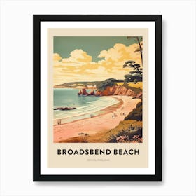 Devon Vintage Travel Poster Broadsbend Beach Art Print