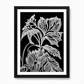 Valerian Leaf Linocut 2 Art Print