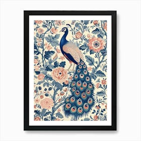 Cream Pastel Vintage Peacock Wallpaper 2 Art Print