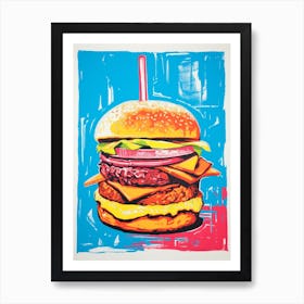 Retro Hamburger Colour Pop 3 Art Print