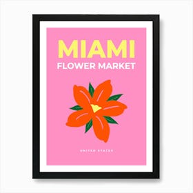 Flower Market Miami United States Pink And Orange Art Print