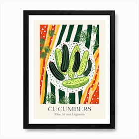 Marche Aux Legumes Cucumbers Summer Illustration 2 Art Print