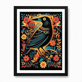 Folk Bird Illustration Crow 6 Art Print