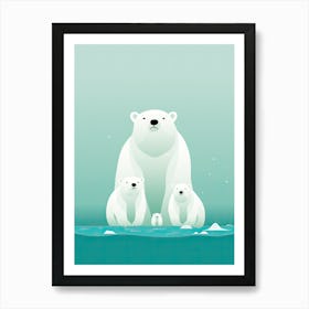 Ice Age Ensemble; Polar Bear Family Tale In Oil Art Print