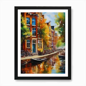 The city of Amsterdam, Netherlands, streets, cafes, passing by, the beauty of summer,oil colors.8 Art Print