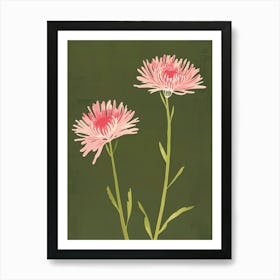 Pink & Green Chrysanthemum 3 Art Print