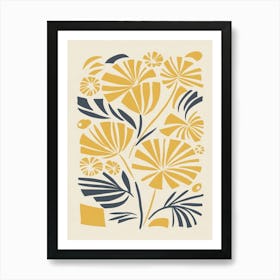 Yellow And Blue matisse Flowers Art Print