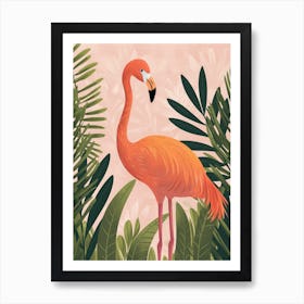 Chilean Flamingo Bird Of Paradise Minimalist Illustration 1 Art Print