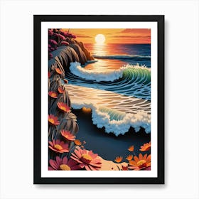 Sunset At The Beach Art Print