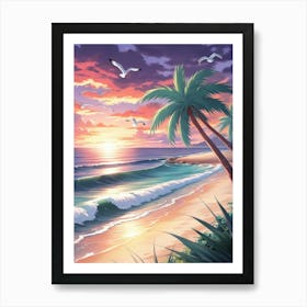 Sunset At The Beach 11 Art Print