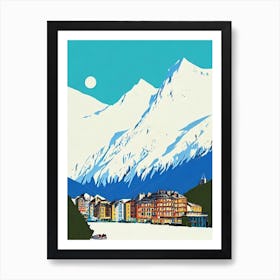 Chamonix 2, France Midcentury Vintage Skiing Poster Art Print