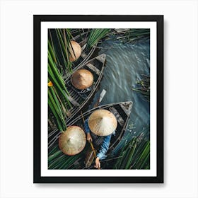 Vietnamese Women In Boats Art Print