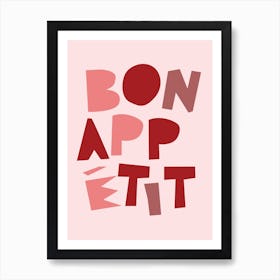 Bon Appetit Red and Pink Art Print