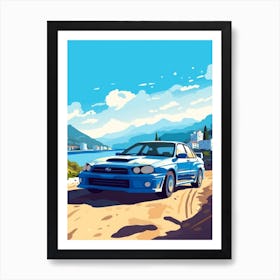 A Subaru Impreza In French Riviera Car Illustration 4 Art Print