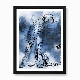 Cheetah Blue Art Print