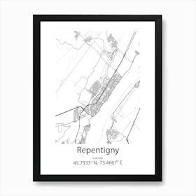 Repentigny,Canada Minimalist Map Art Print