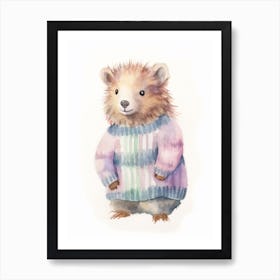 Baby Animal Watercolour Porcupine 2 Art Print