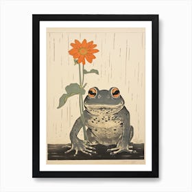 Frog And Daisy,  Matsumoto Hoji Inspired Japanese 2 Art Print