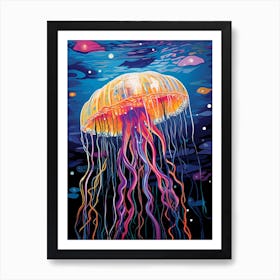 Colourful Jellyfish Illustration 1 Art Print