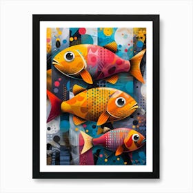 Fishes, Vibrant, Bold Colors, Pop Art Art Print