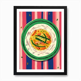 A Plate Of Shawarma, Top View Food Illustration 3 Art Print