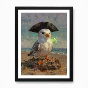 Seagull With Pirate Hat Art Print