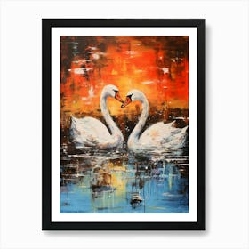 Swans Abstract Expressionism 2 Art Print
