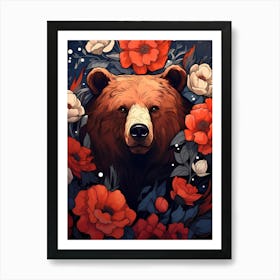 Bear With Flowers 1 Art Print