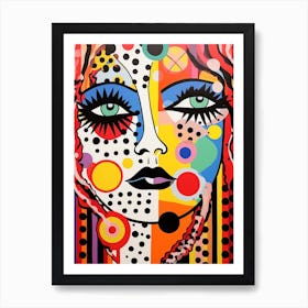 Abstract Face Polka Dots Art Print