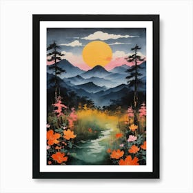 Sunset In The Mountains Art Print