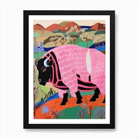 Maximalist Animal Painting Buffalo 1 Art Print