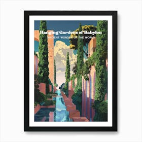 Hanging Gardens Of Babylon Wonders Of The World Digital Travel Art Affiche