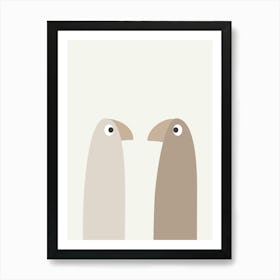 Neutral Minimalist Abstract Birds Art Print