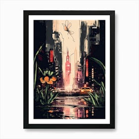 New York, Flower Collage 1 Art Print